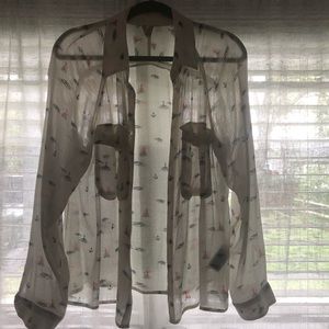 L Roxy sheer lighthouse/anchor/sailboat blouse
